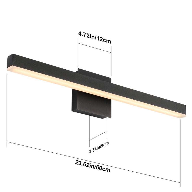 Aipsun 23.6 inch Modern Black Vanity Light LED Bathroom Vanity Light Fixtures Black Wall Light for Bathroom (Warm White 3000K) - Image 5